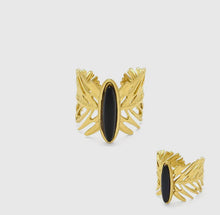 Carica l'immagine nel visualizzatore di Gallery, Anello cabochon navette con motivo vegetale
