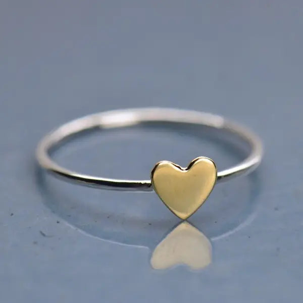 Anello Cuore Dorato - Argento e Bronzo